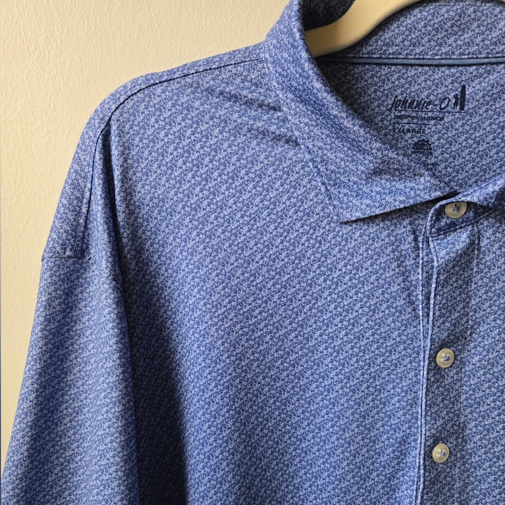 johnnie-O Light Blue Geometric Polo Shirt - Picture 3 of 4